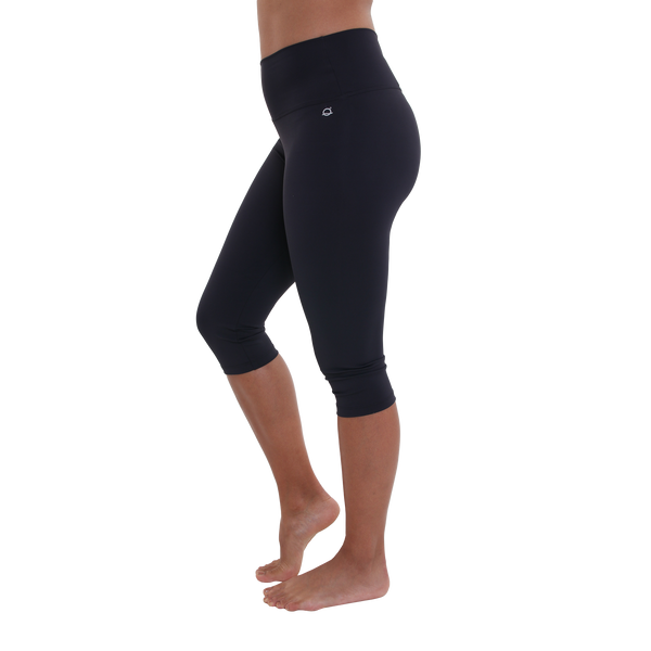 Solid Compression Capri Legging Black
