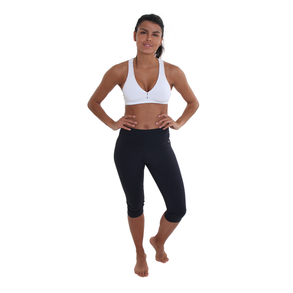 Solid Compression Capri Legging Black