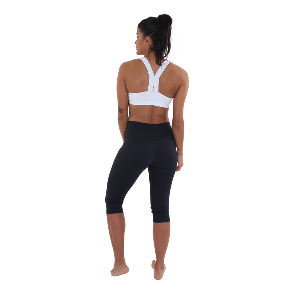 Solid Compression Capri Legging Black