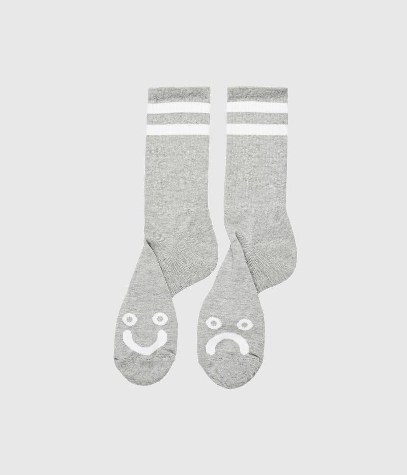 Polar Skate Co Happy Sad Classic Sock Heather Grey