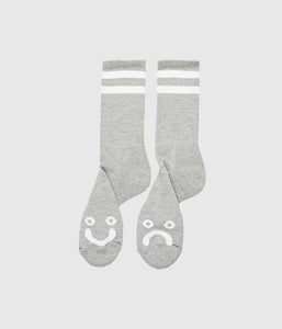 Polar Skate Co Happy Sad Classic Sock Heather Grey