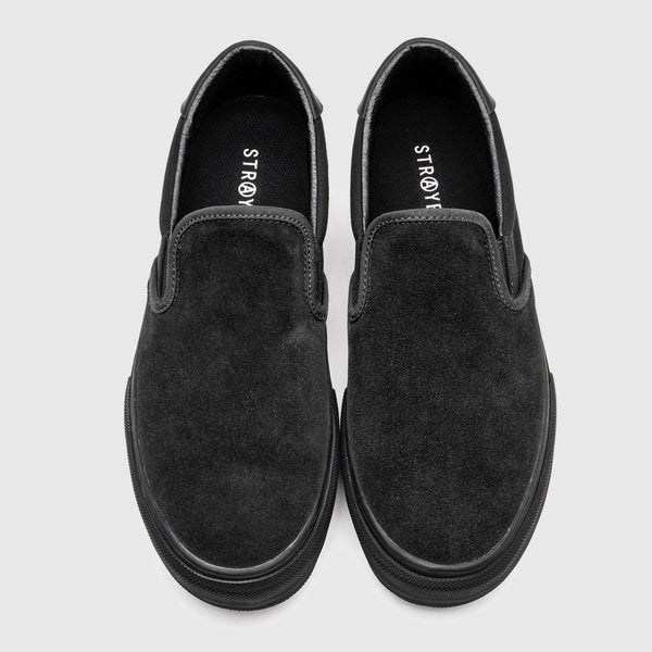 Straye Footwear Ventura Skate Shoes Slip-on Black/Black Suede