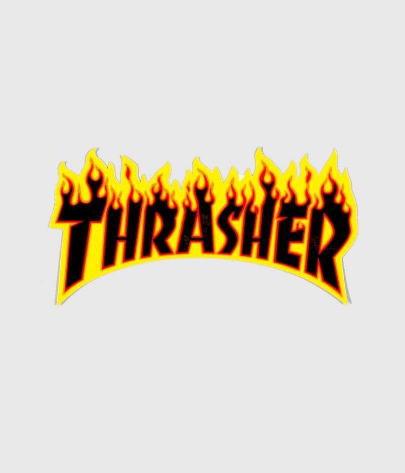 Thrasher Skateboard Magazine Flame Logo Sticker Yellow/ Black
