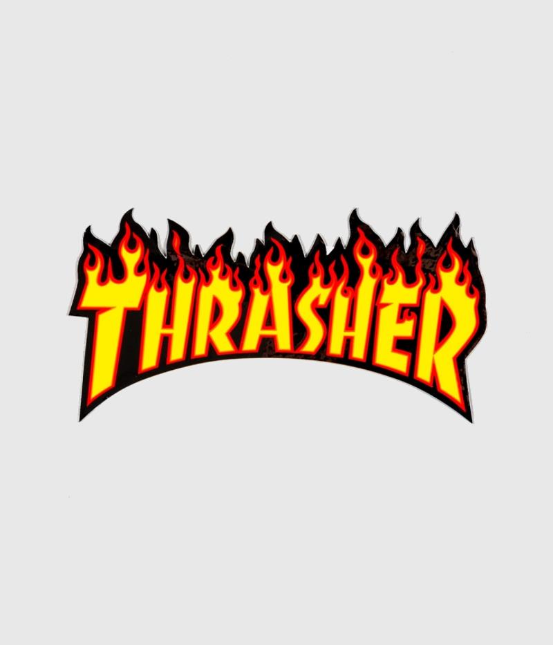 Thrasher Skateboard Magazine Flame Logo Sticker Black/ Yellow